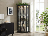 Lighted Corner Curio Cabinet - Elegant Glass Display Case Living Room & Bar Storage - Perfect W1758P300102