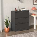 3 Drawer Lateral File Cabinet with Lock Heavy-Duty Metal Filing Cabinet for Home Office, Wide 10304319