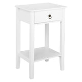 Two-layer Bedside Table Coffee Table with Drawer White 99618998