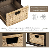 ZUN Rustic Storage Bench with 3 Drawers and 3 Rattan Baskets, Shoe Bench for Living Room, Entryway 33922122