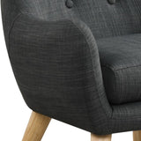Fenix 19.5"W Gray Linen Kids Chair with Button Tufted Back and Wooden Legs B061P236757