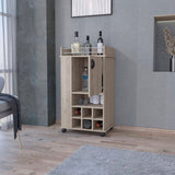 Farson Bar Cart with 2-Side Shelf, 6-Built In Wine Rack and Casters B128P176136