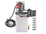 12V DC 6 Quart Hydraulic Pump 6 Way Double Acting Hydraulic Power Unit for Dump Trailer, Scissor 81919656