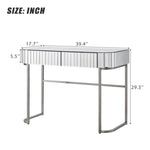 ZUN 39" Mirrored Makeup Vanity Table with Stainless Steel Base, Mirrored Console Dressing Table with 2 75032904