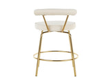 Counter Stool in Gold Metal and Cream Velvet - Set of 2 B202P222098