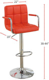 ZUN Contemporary Style Red Faux Leather Bar Stool Counter Height Chairs Set of 2 Adjustable Height HS00F1558-ID-AHD