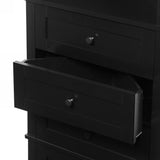 Black Triangle Tall Cabinet with 3 Drawers and Adjustable Shelves for Bathroom, Kitchen or Living 02825158