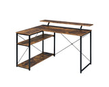 ZUN Weathered Oak and Black 3-Shelf Writing Desk B062P209206