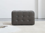 17.32''W Genuine Leather Tufted Ottoman,Footstool for Living Room & Bedroom,Grey Color W579P354656