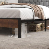 Queen Bed Frame Headboard, wooden platform bed frame, bedside with soft packaging and 2 USBs, no W636P317033