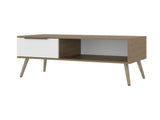 Basset Coffee Table, 1 Drawer, 1 Shelf, 4 Legs, Natural Oak / White B097P474258