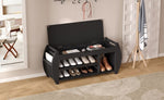 ZUN TREXM Retro Multifunctional Storage Bench with Cushion and Curved Side Panel for Entrance and Living N715P194061B