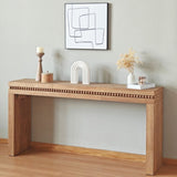 Convenience Concepts Natural Wood Console Table/Desk with Real Wood Beads Decoration W2729P198988