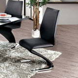 Contemporary Style Z-Shaped Chair Base 2pcs Chairs Black Leatherette Chrome Finish Side Chair B011P152661