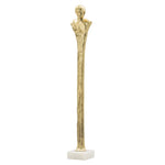 ZUN 5.5x5.5x32" Elongated Gold Roman Statue on White Marble Base W2078P172357