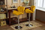 Glasgow Contemporary Tufted Adjustable Height Hidraulic Bar Stools, Set of 2, Yellow T2574P164869