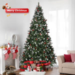 ZUN 7.5 FT Pre-lit Artificial Snow Tipped Christmas Tree, Hinged Xmas Pine Tree with 1368 Branch Tips, 84208916