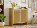 42.5" Tall Rattan Shoe Cabinet with Doors, 6-Tier Shoe Storage Cabinet with Adjustable Shelves, W808P415446