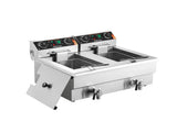 Dual Tank Commercial Deep Fryer, Electric Countertop Fryer with Basket, Time & Temp Control for 75900591