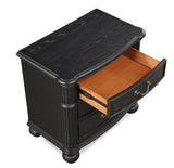 ZUN 1pc Traditional Vintage Antique Drawer Pull 3-Drawer Nightstand Black Gray Dark Finish Bedroom B011P167817
