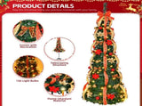 6 FT Fully Decorated Pre-lit Christmas Tree, Pop Up Artificial Xmas Tree with 150 Warm Lights 78089055