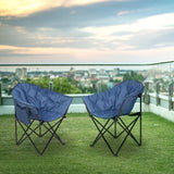 ZUN Camping Chair Blue Alloy Steel 60160598