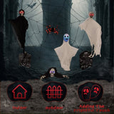Outdoor Halloween Decorations 8-Piece Set, Hanging Ghosts Decor and Cobweb and Gravestone with 80897903