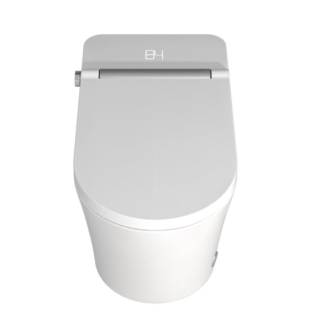 ZUN Smart Toilet with Bidet Built in, Auto Open & Close, Elongated Heated seat, Foot Sensor Flush, LED W1243P203359