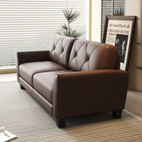82" Genuine Leather match Two-Over-Two Sofa Living room coach Transitional sofa - Honey Brown W1896P175676