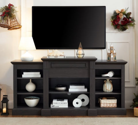 ZUN Media Console Table with Large Storage Cabinet, Modern TV Media Entertaionment Stand, Grey, W1758P206559