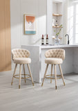 COOLMORE Counter Height Bar Stools Set 2 for Kitchen Counter Solid Wood Legs with a fixed height W1539111146