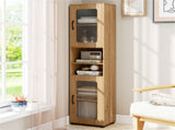 67" Tall Slim Bathroom Storage Cabinet with Fluted Doors, Adjustable Shelf Freestanding Narrow 15082223