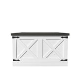 Farmhouse Coffee Table, Square Wood Center Table with Large Hidden Storage Compartment for Living T3609P332412