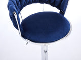 Set of 2 Bar Stools,with Chrome Footrest and Base Swivel Height Adjustable Mechanical Lifting Velvet 21221220