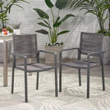 ZUN Outdoor Modern Aluminum Dining Chair with Rope Seat , Gray and Dark Gray 70660.00DGRY