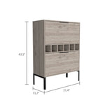 Bar Cabinet Puertu, Six Wine Cubbies, Double Door Cabinet, Light Gray Finish B092123057