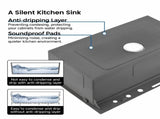 Pull-out Faucet Single Bowl Sink Kitchen Vegetable Sink 304 33"x22" Whale Waterfall Sink Stainless 10346194