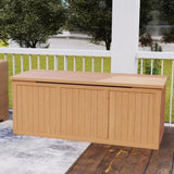 112 Gallon Outdoor Wooden Deck Box Solid Wood Storage Box Seat & Table Top for Patio Furniture W2640P327224