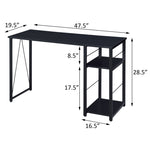 ZUN Black 2-Shelf Rectangular Writing Desk B062P184552