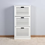 ZUN Wooden Shoe Cabinet for Entryway, White Shoe Storage Cabinet with 3 Flip Doors 20.94x9.45x43.11 inch 55963854