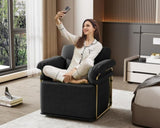 360 Degree Square Swivel Accent Sofa Chair,Fluffy Fabric Lounge Wide Upholstered Reading Chair with W2012P319073