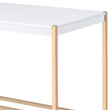 ZUN White and Gold Writing Desk with USB Ports B062P184553