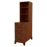End Table with 3 Drawers, Corner Table with 2 Open Shelves, Tall Side Table for Bedroom and Corner, W2593P289146