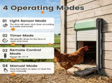 Solar Powered Automatic Chicken Coop Door with 4 Modes Light Sensor Timer Remote Control, Anti-Pinch 79784456