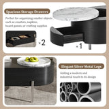 U-Can 47.2''Lift Top Coffee Table with 360-degree Marble-patterned rotating tray,Hidden Compartment, N724P228920B