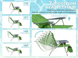 17 Inch Seat Height Beach Chair for Adults, Folding Portable Camping Chair with Headrest, Cup 47482847