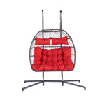 ZUN 2 Person Outdoor Rattan Hanging Chair Patio Wicker Egg Chair W87472177