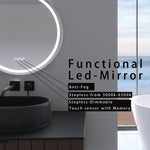 ZUN 24 in. White Framed Dimmable Anti-Fog LED Bathroom Vanity Mirror W716P233471