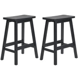 2pcs Pine Wood Saddle Seat Bar Stool Black 02885739