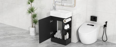 ZUN 18.6" Bathroom Vanity with Sink, Bathroom Vanity Cabinet with Two-tier Shelf, Left or Right N725P212181B